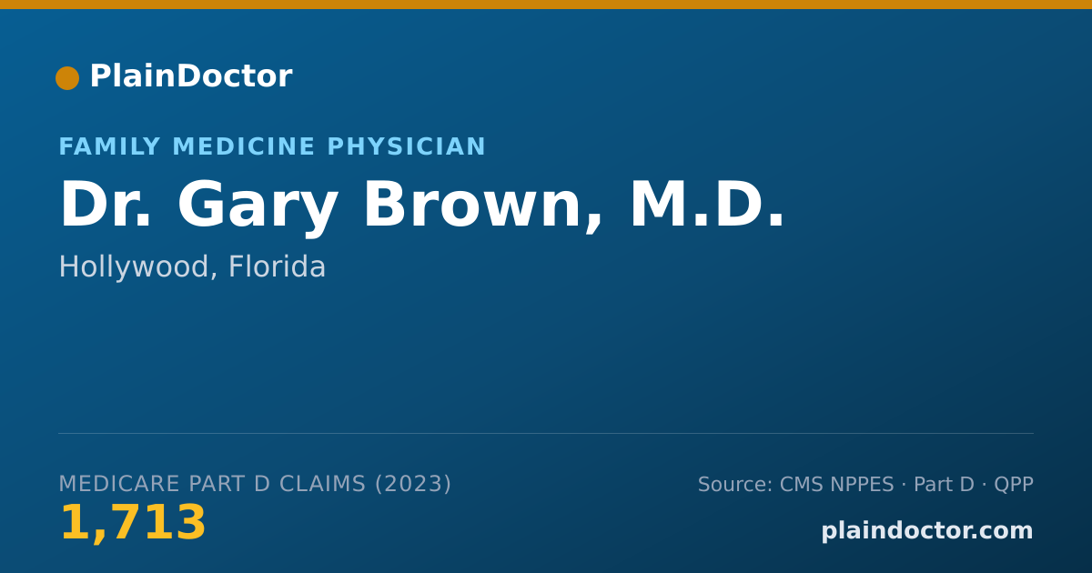 Shareable card for Gary Brown, M.D. - Family Medicine Physician, Hollywood, FL