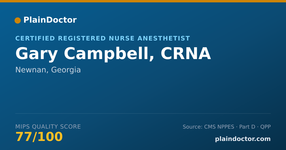 Shareable card for Gary Campbell, CRNA - Certified Registered Nurse Anesthetist, Newnan, GA