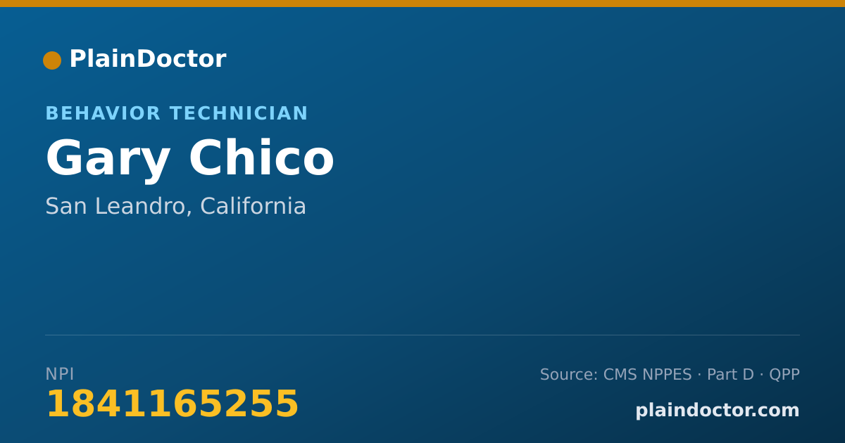 Shareable card for Gary Chico - Behavior Technician, San Leandro, CA