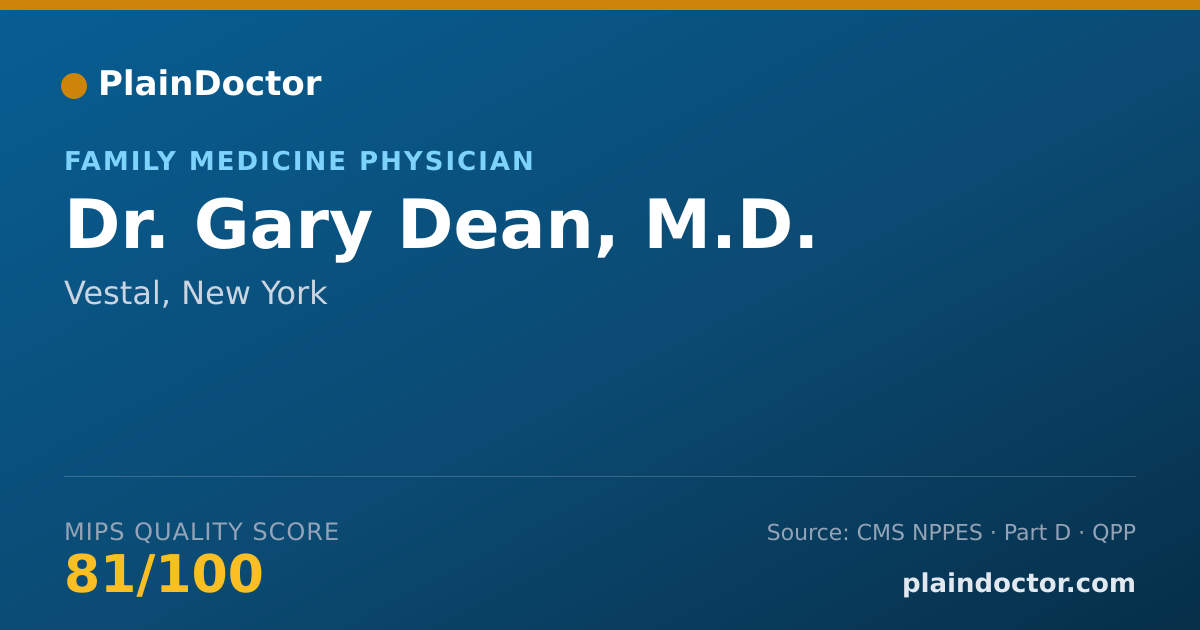 Shareable card for Gary Dean, M.D. - Family Medicine Physician, Vestal, NY