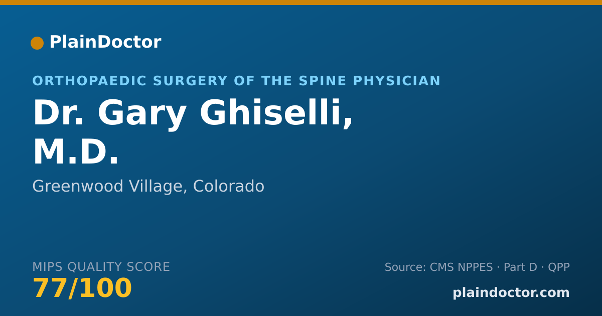 Shareable card for Gary Ghiselli, M.D. - Orthopaedic Surgery Physician, Greenwood Village, CO