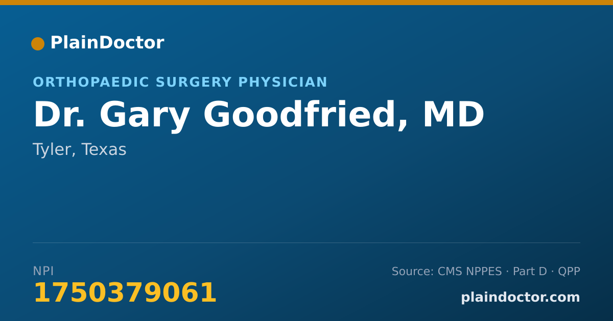 Shareable card for Gary Goodfried, MD - Orthopaedic Surgery Physician, Tyler, TX