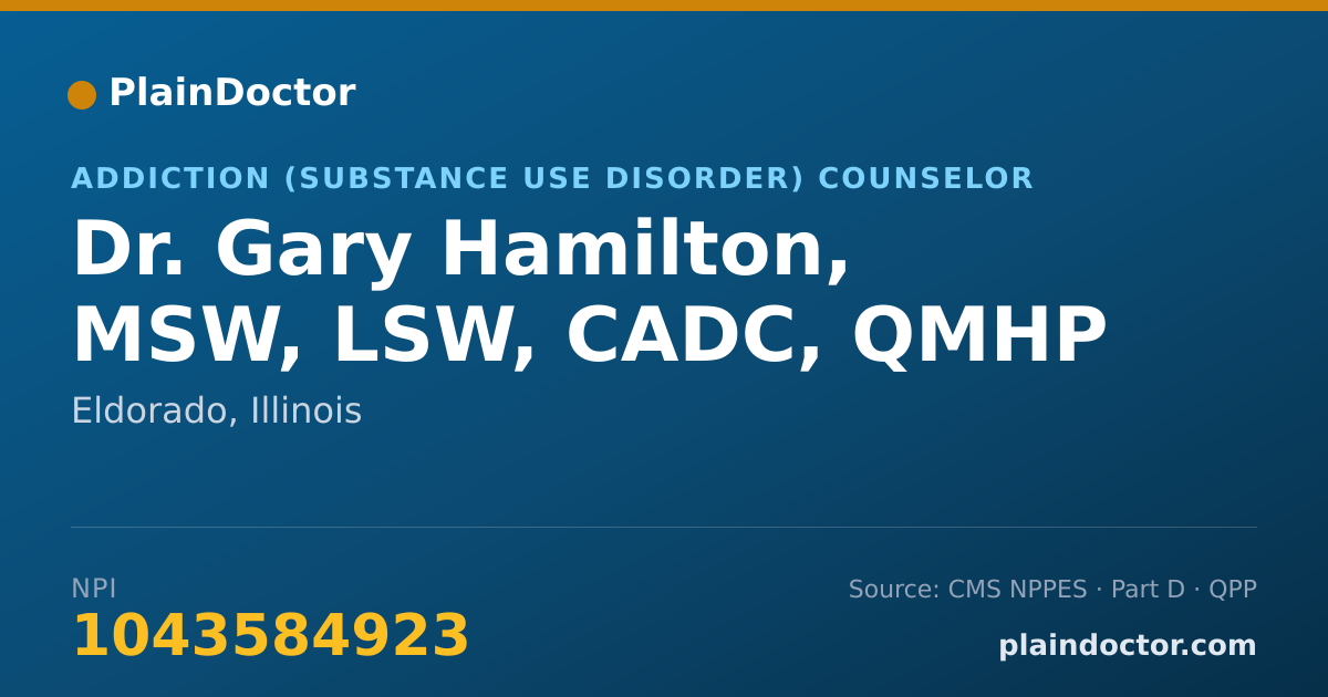 Shareable card for Gary Hamilton, MSW, LSW, CADC, QMHP - Addiction (Substance Use Disorder) Counselor, Eldorado, IL