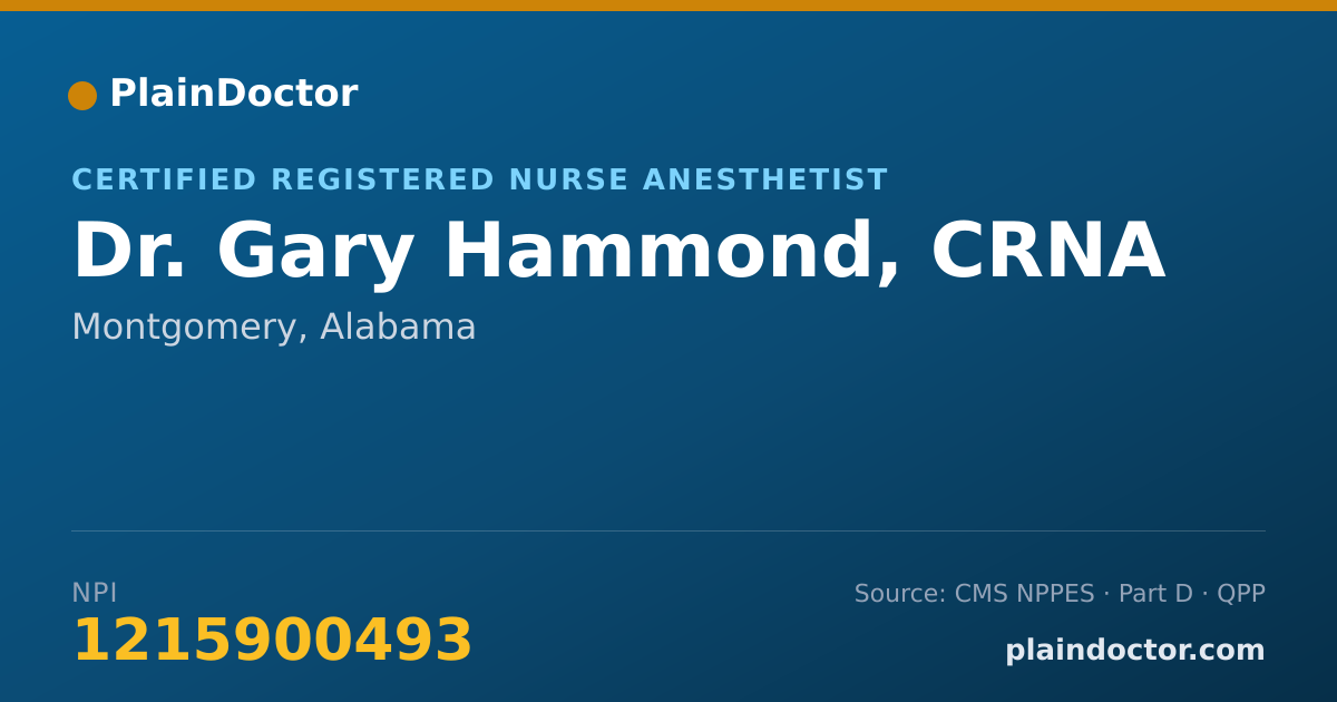 Shareable card for Gary Hammond, CRNA - Certified Registered Nurse Anesthetist, Montgomery, AL