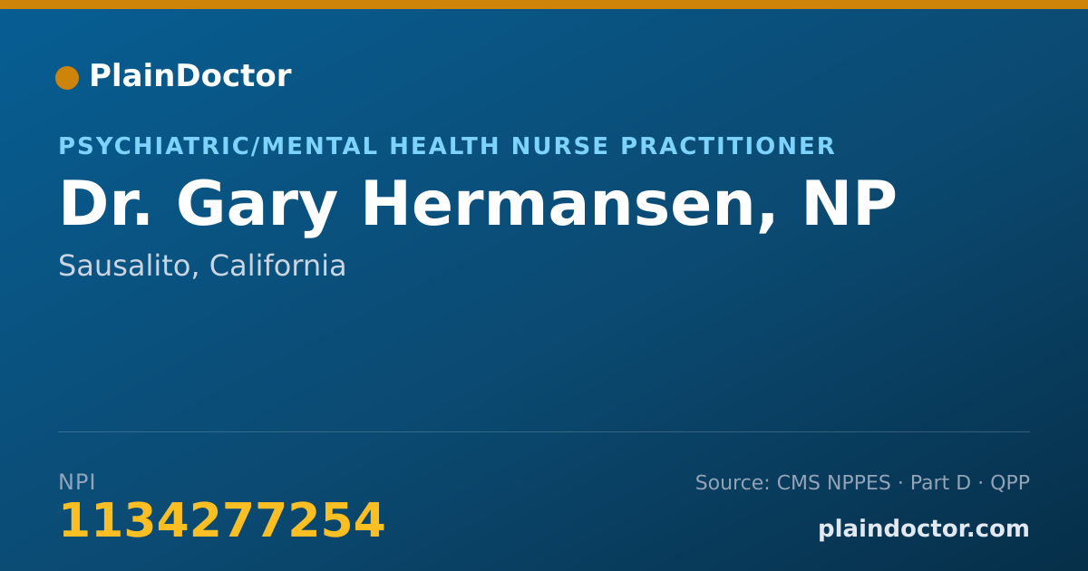 Shareable card for Gary Hermansen, NP - Psychiatric/Mental Health Nurse Practitioner, Sausalito, CA