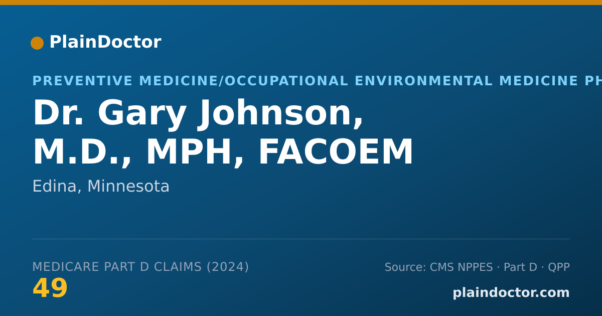 Shareable card for Gary Johnson, M.D., MPH, FACOEM - Preventive Medicine/Occupational Environmental Medicine Physician, Edina, MN