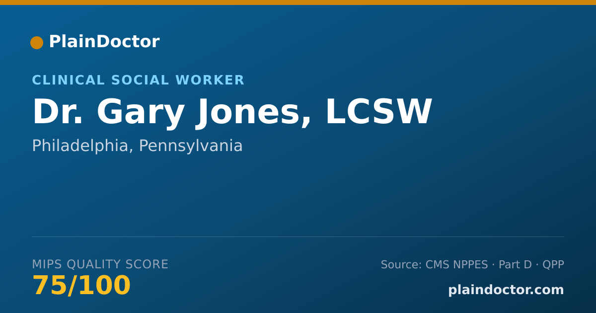 Shareable card for Gary Jones, LCSW - Clinical Social Worker, Philadelphia, PA