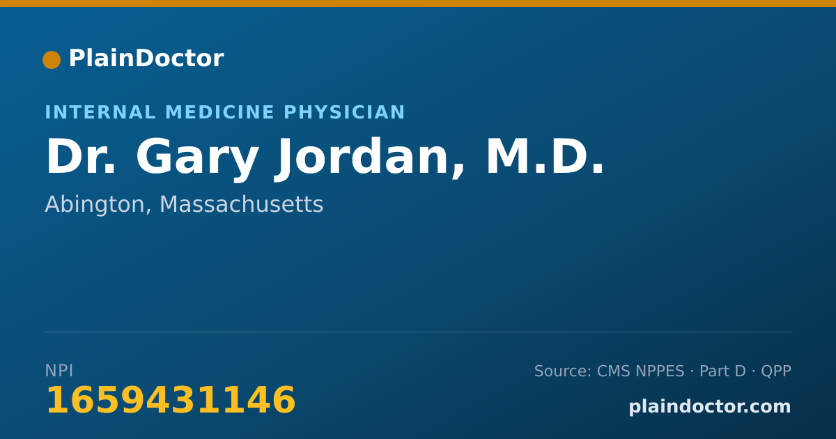Shareable card for Gary Jordan, M.D. - Internal Medicine Physician, Abington, MA