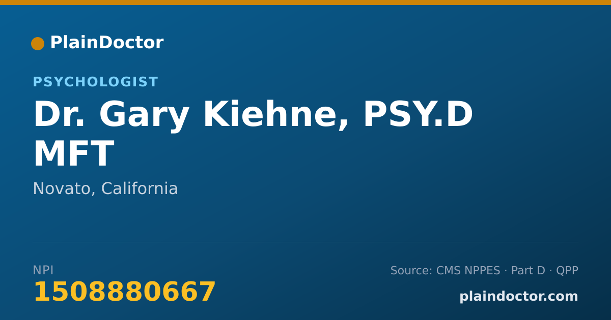 Shareable card for Gary Kiehne, PSY.D MFT - Psychologist, Novato, CA