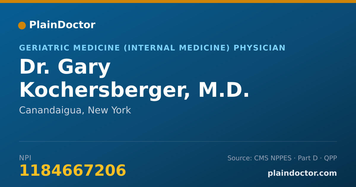 Shareable card for Gary Kochersberger, M.D. - Geriatric Medicine (Internal Medicine) Physician, Canandaigua, NY
