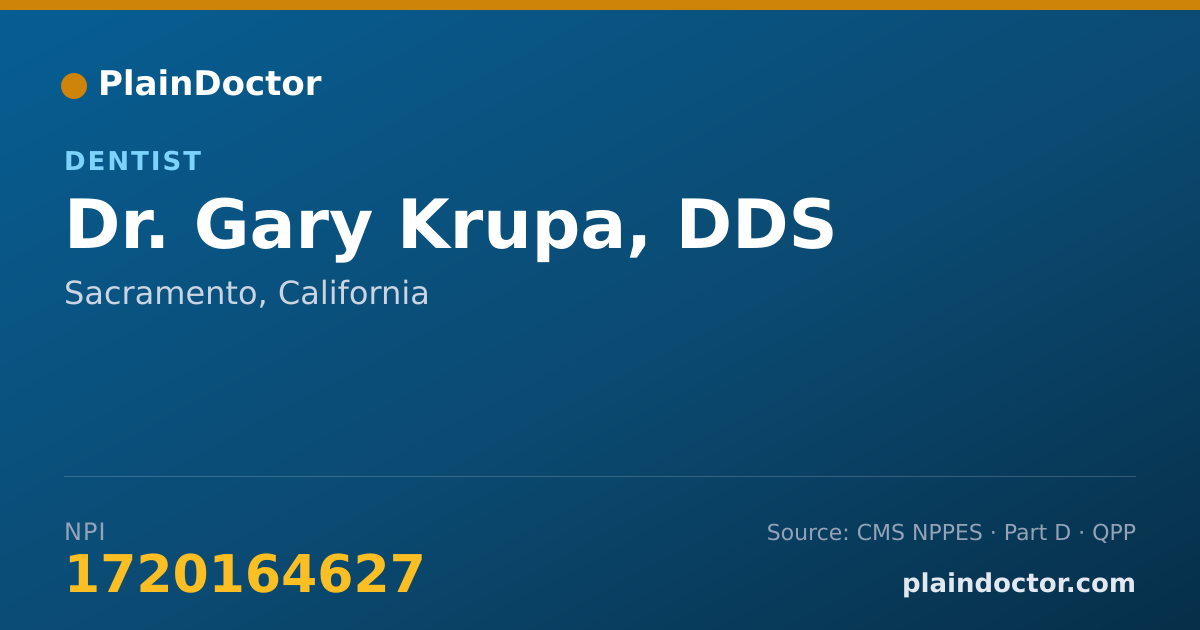 Shareable card for Gary Krupa, DDS - Dentist, Sacramento, CA