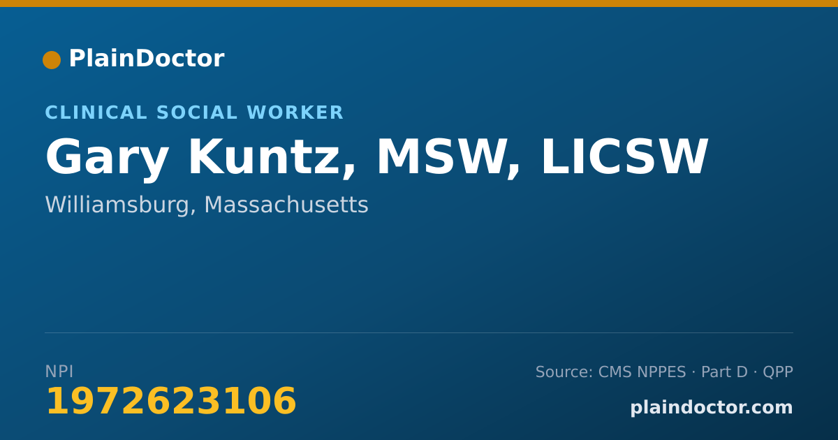 Shareable card for Gary Kuntz, MSW, LICSW - Clinical Social Worker, Williamsburg, MA