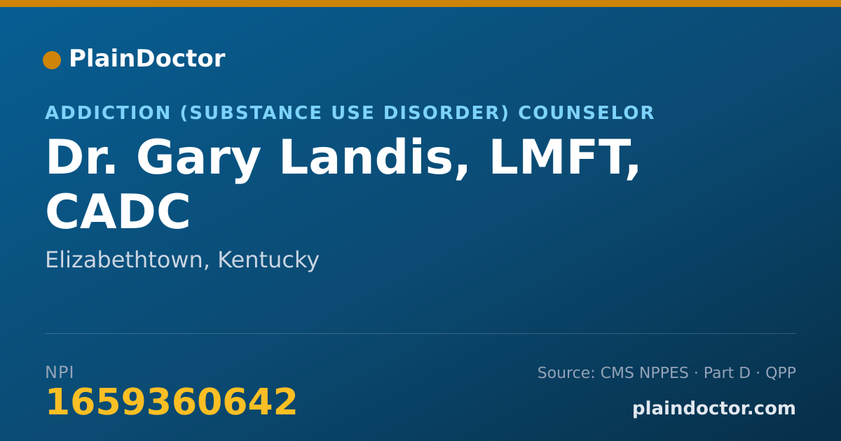 Shareable card for Gary Landis, LMFT, CADC - Addiction (Substance Use Disorder) Counselor, Elizabethtown, KY