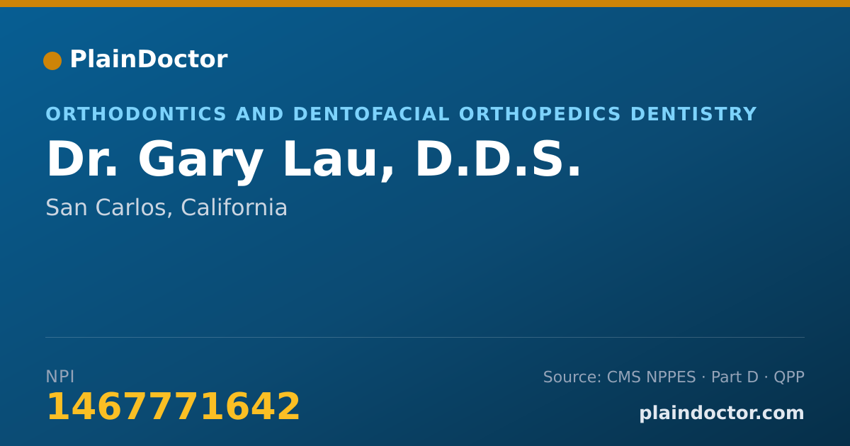 Shareable card for Gary Lau, D.D.S. - Orthodontics and Dentofacial Orthopedics Dentistry, San Carlos, CA