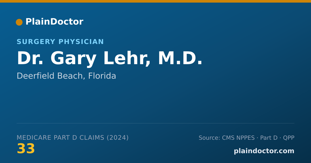 Shareable card for Gary Lehr, M.D. - Surgery Physician, Deerfield Beach, FL