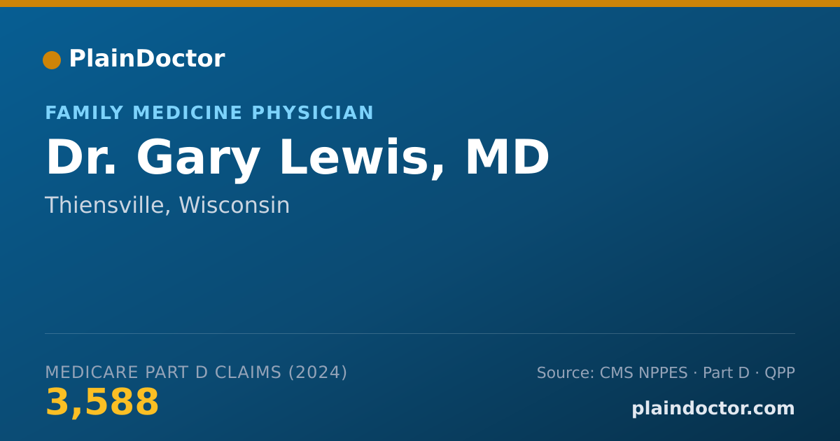 Shareable card for Gary Lewis, MD - Family Medicine Physician, Thiensville, WI
