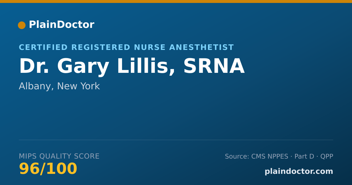Shareable card for Gary Lillis, SRNA - Certified Registered Nurse Anesthetist, Albany, NY