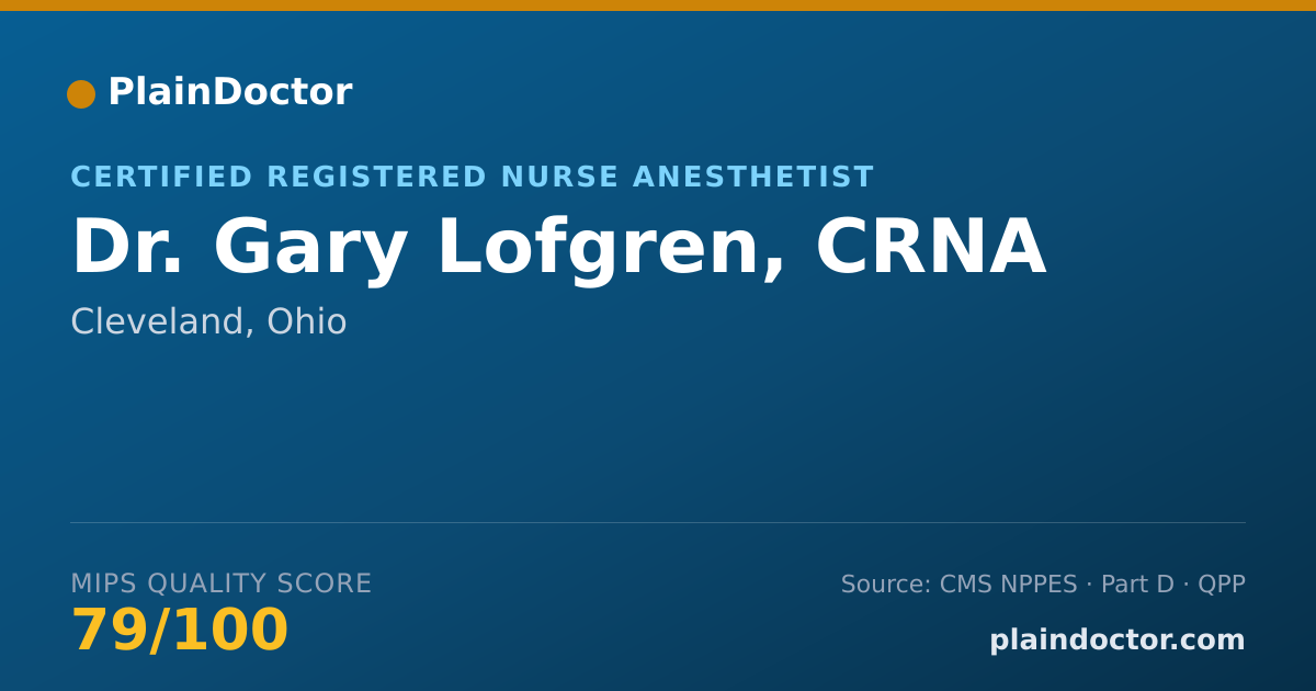 Shareable card for Gary Lofgren, CRNA - Certified Registered Nurse Anesthetist, Cleveland, OH