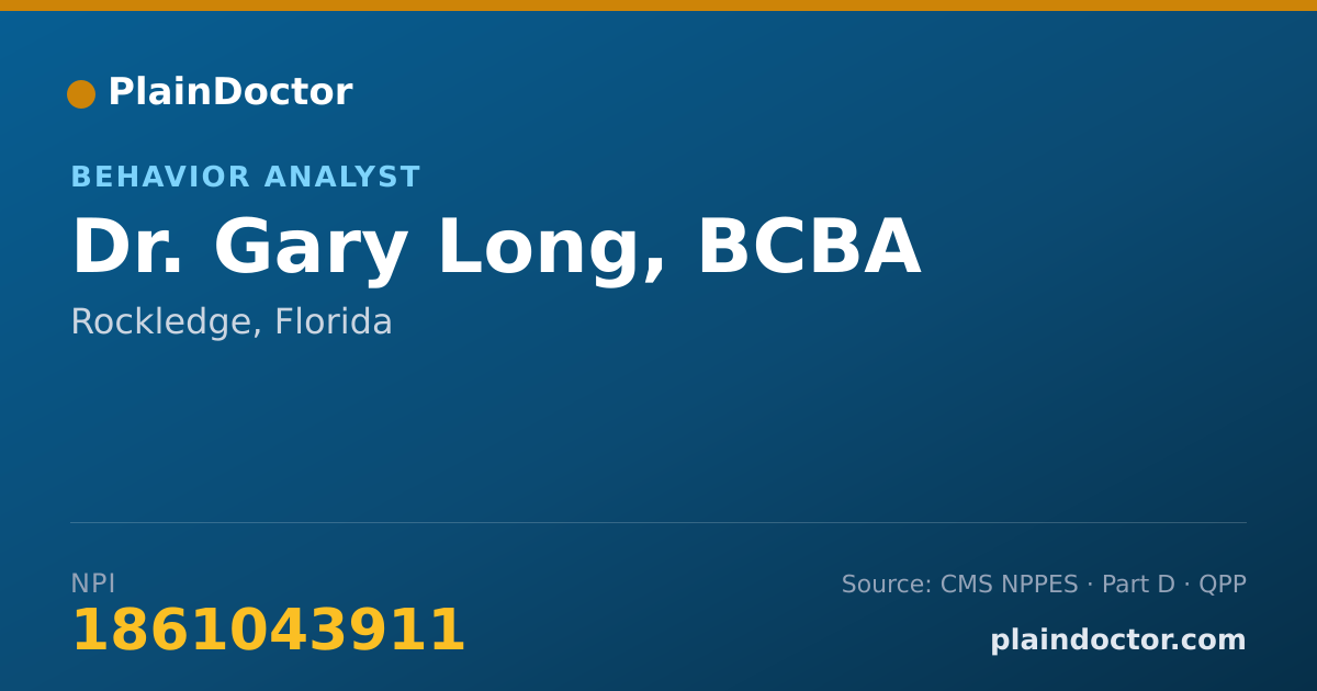 Shareable card for Gary Long, BCBA - Behavior Analyst, Rockledge, FL