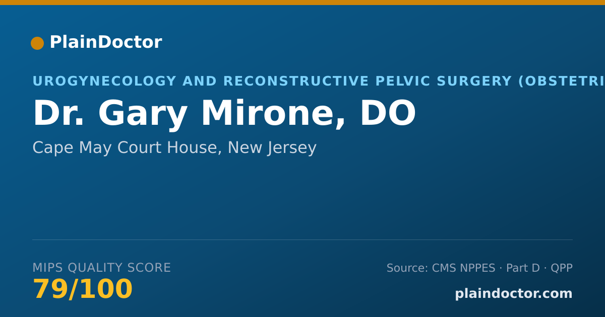 Shareable card for Gary Mirone, DO - Urogynecology and Reconstructive Pelvic Surgery (Obstetrics & Gynecology) Physician, Cape May Court House, NJ