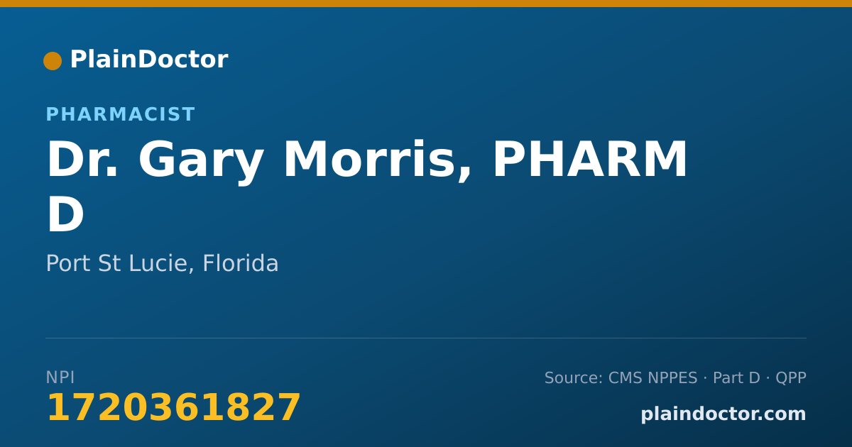 Shareable card for Gary Morris, PHARM D - Pharmacist, Port St Lucie, FL