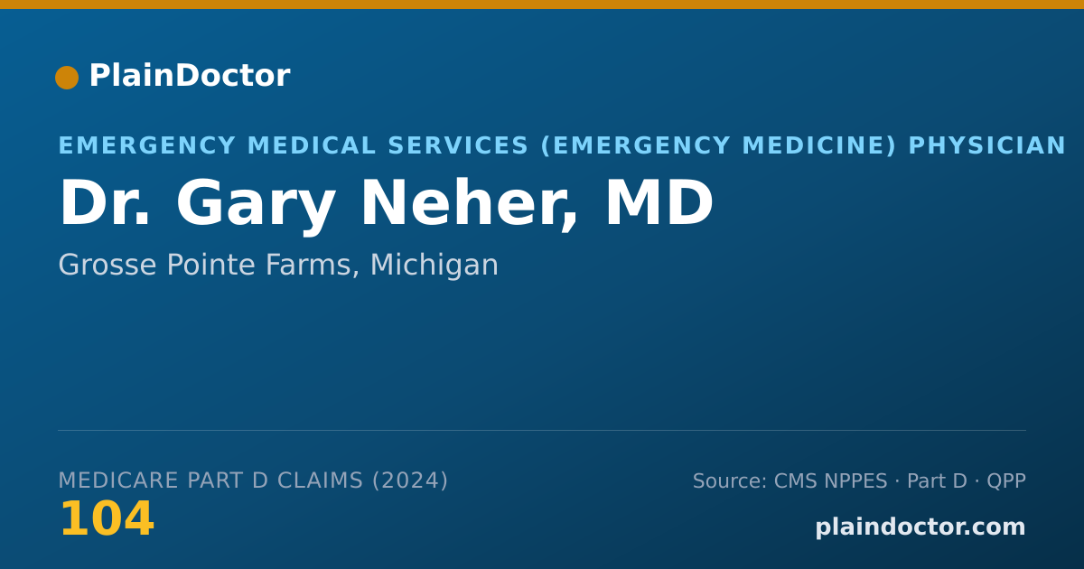 Shareable card for Gary Neher, MD - Emergency Medical Services (Emergency Medicine) Physician, Grosse Pointe Farms, MI