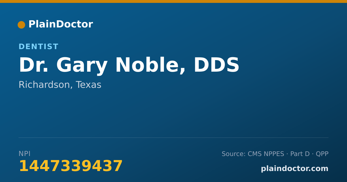 Shareable card for Gary Noble, DDS - Dentist, Richardson, TX