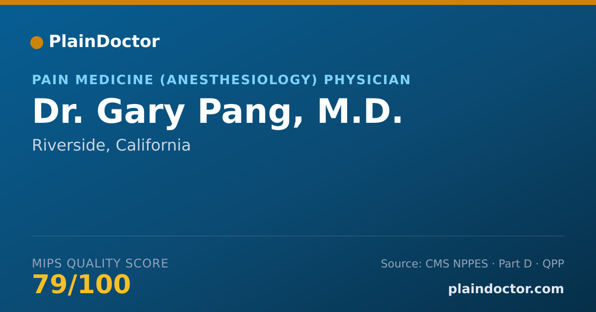 Shareable card for Gary Pang, M.D. - Pain Medicine (Anesthesiology) Physician, Riverside, CA