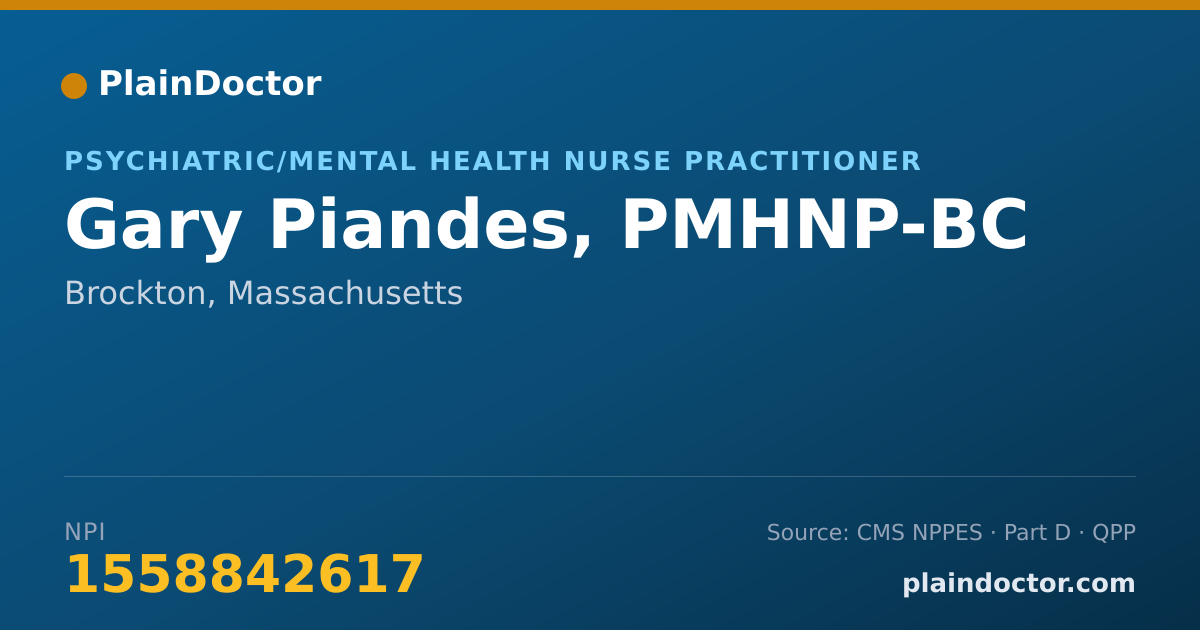 Shareable card for Gary Piandes, PMHNP-BC - Psychiatric/Mental Health Nurse Practitioner, Brockton, MA