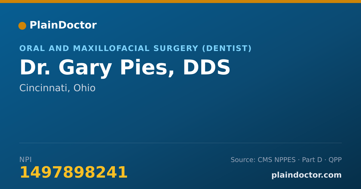 Shareable card for Gary Pies, DDS - Oral and Maxillofacial Surgery (Dentist), Cincinnati, OH