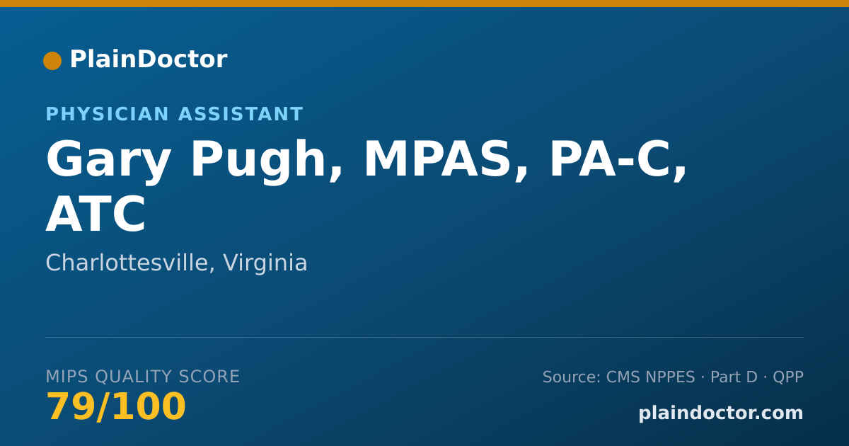 Shareable card for Gary Pugh, MPAS, PA-C, ATC - Athletic Trainer, Charlottesville, VA