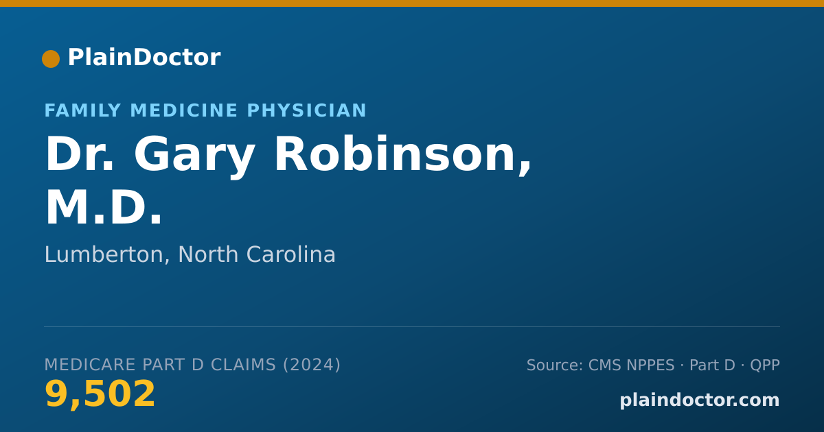 Shareable card for Gary Robinson, M.D. - Family Medicine Physician, Lumberton, NC
