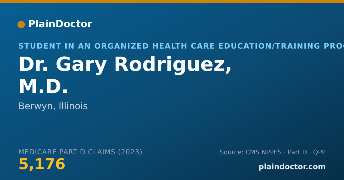 Shareable card for Gary Rodriguez, M.D. - Student in an Organized Health Care Education/Training Program, Berwyn, IL