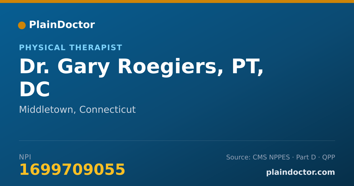 Shareable card for Gary Roegiers, PT, DC - Physical Therapist, Middletown, CT