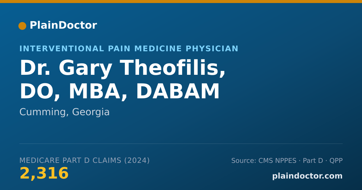 Shareable card for Gary Theofilis, DO, MBA, DABAM - Addiction Medicine (Anesthesiology) Physician, Cumming, GA
