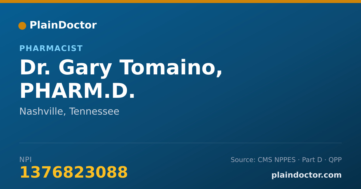 Shareable card for Gary Tomaino, PHARM.D. - Pharmacist, Nashville, TN