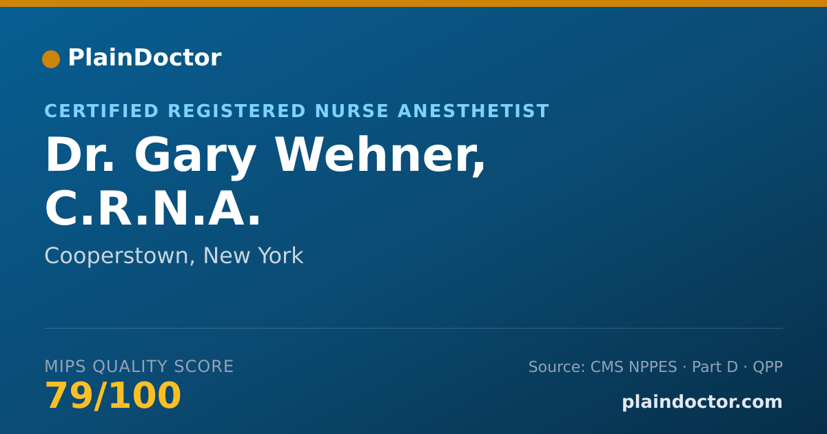 Shareable card for Gary Wehner, C.R.N.A. - Certified Registered Nurse Anesthetist, Cooperstown, NY