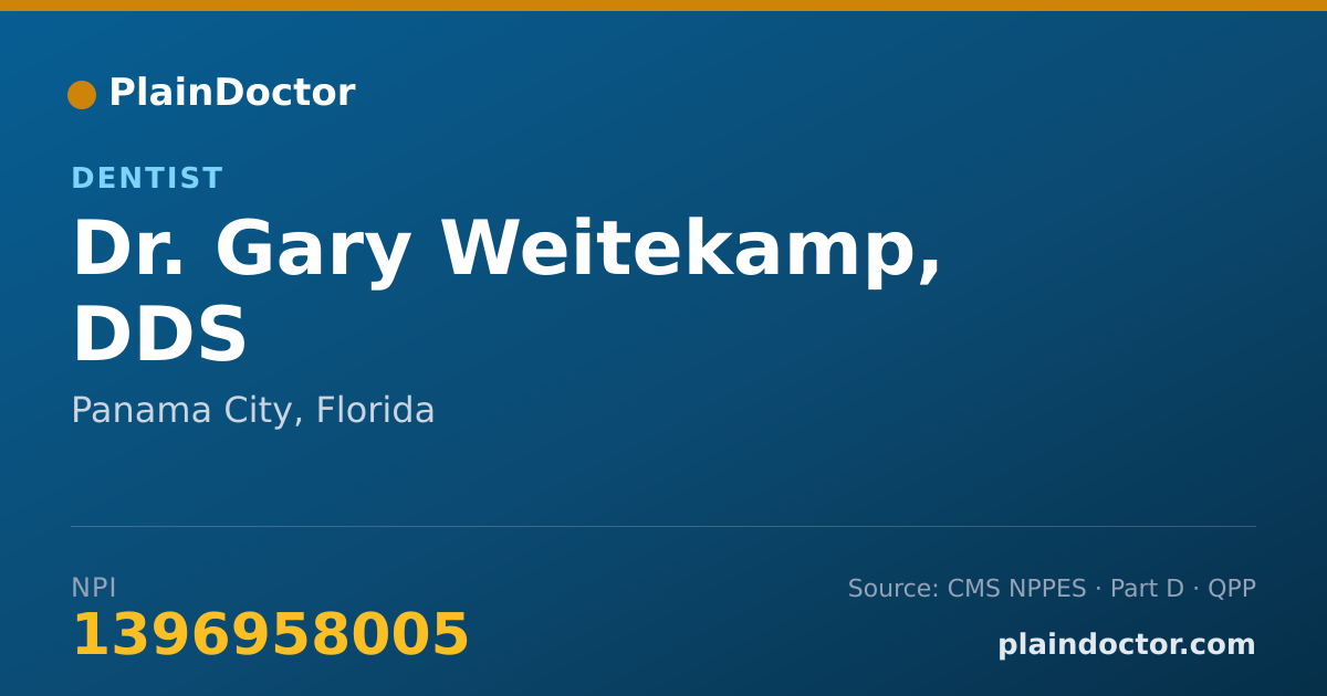 Shareable card for Gary Weitekamp, DDS - Dentist, Panama City, FL