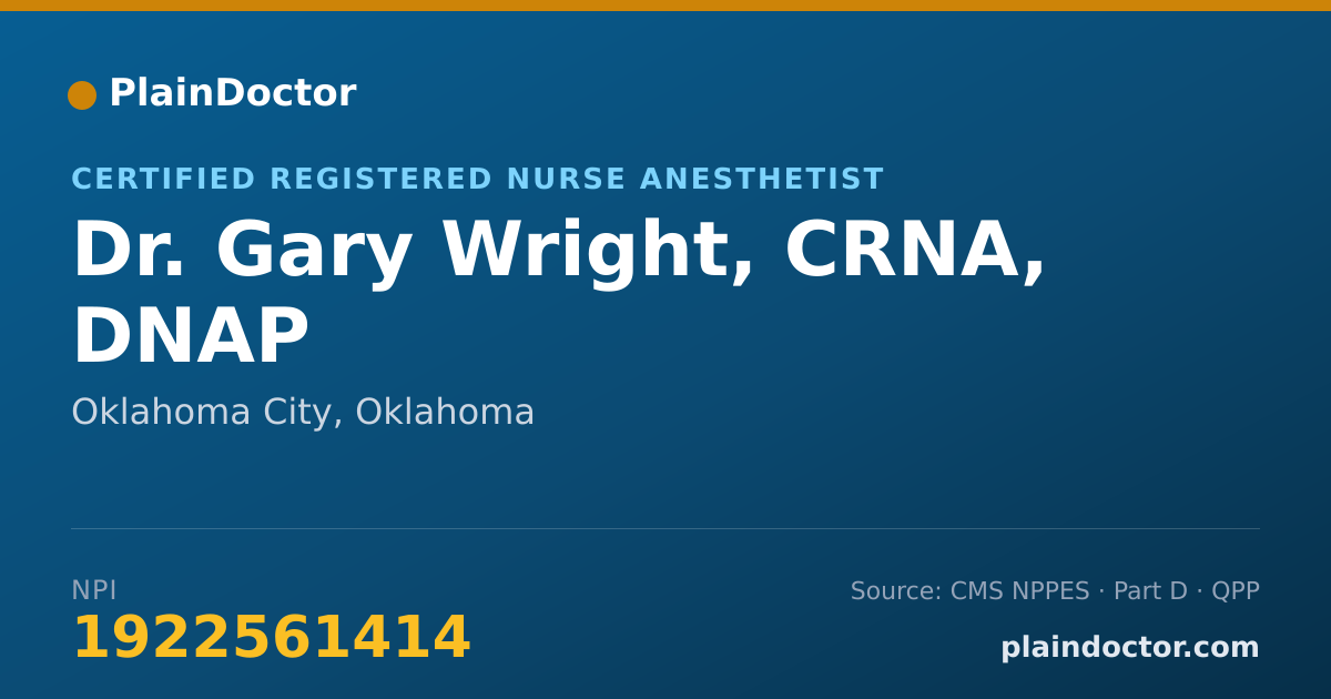 Shareable card for Gary Wright, CRNA, DNAP - Certified Registered Nurse Anesthetist, Oklahoma City, OK