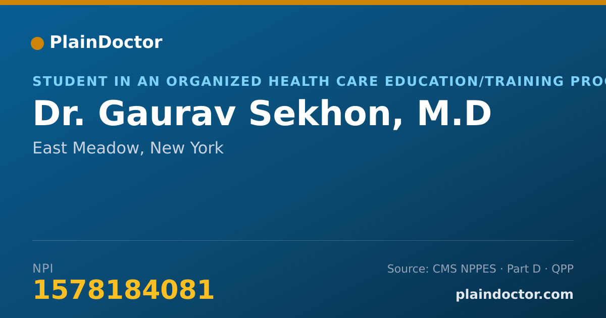 Shareable card for Gaurav Sekhon, M.D - Student in an Organized Health Care Education/Training Program, East Meadow, NY