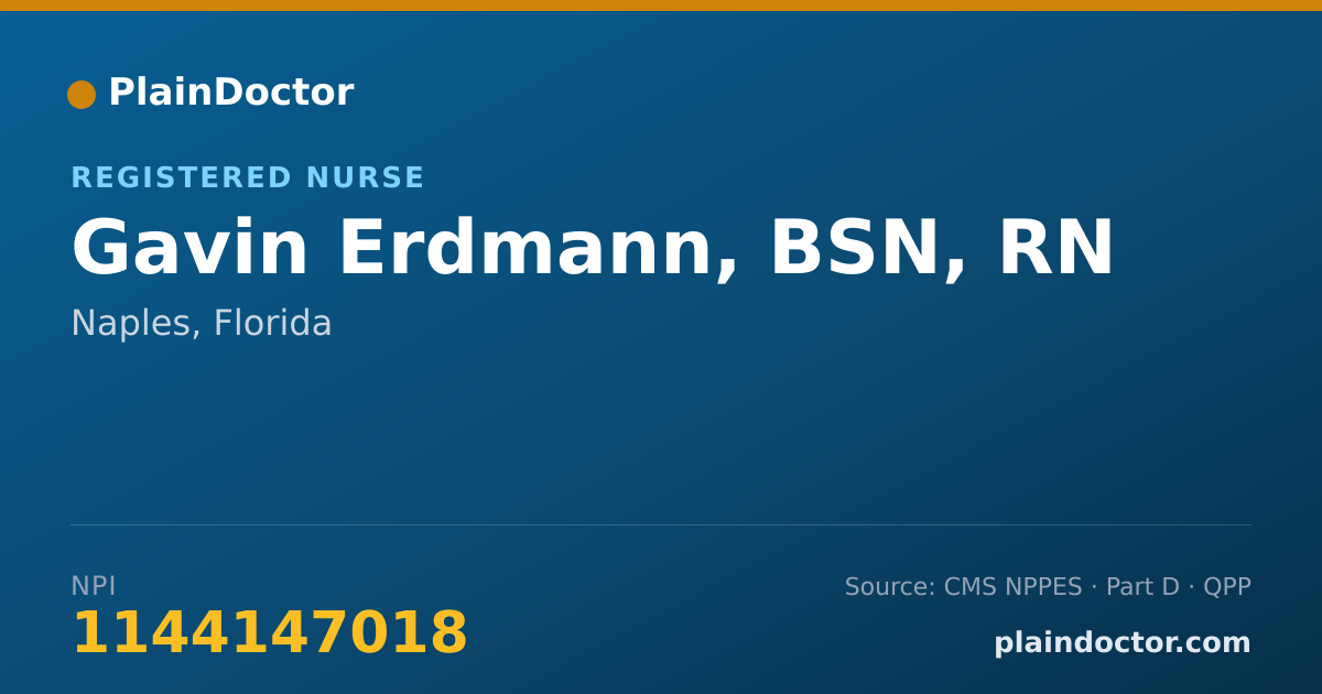 Shareable card for Gavin Erdmann, BSN, RN - Registered Nurse, Naples, FL
