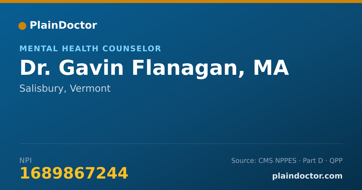 Shareable card for Gavin Flanagan, MA - Mental Health Counselor, Salisbury, VT