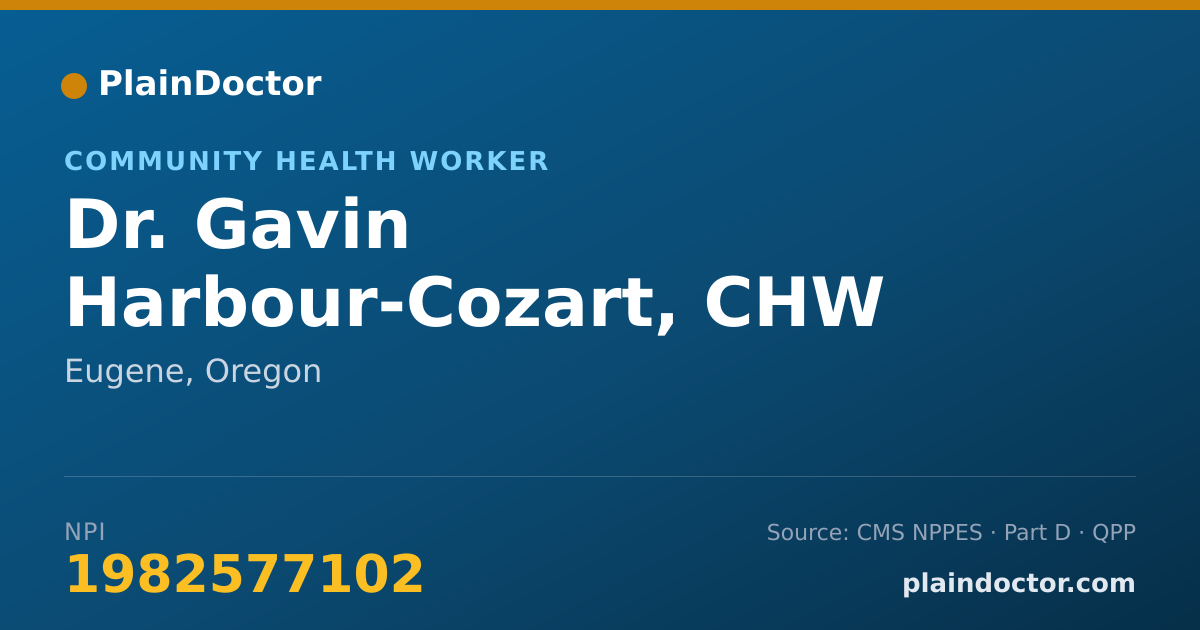 Shareable card for Gavin Harbour-Cozart, CHW - Community Health Worker, Eugene, OR