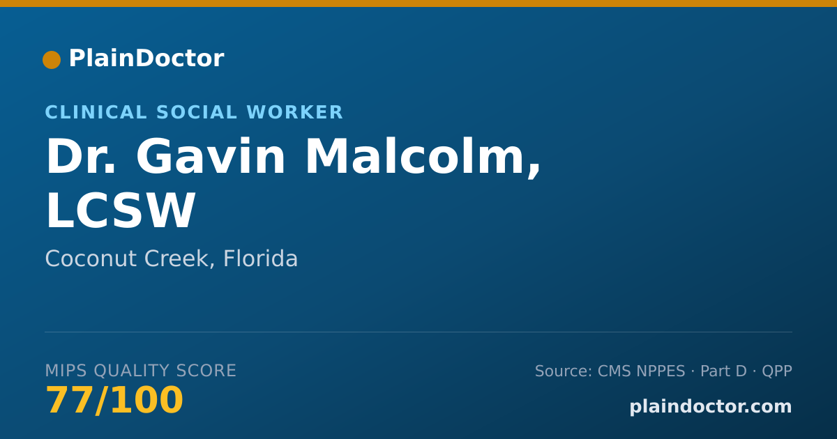 Shareable card for Gavin Malcolm, LCSW - Clinical Social Worker, Coconut Creek, FL