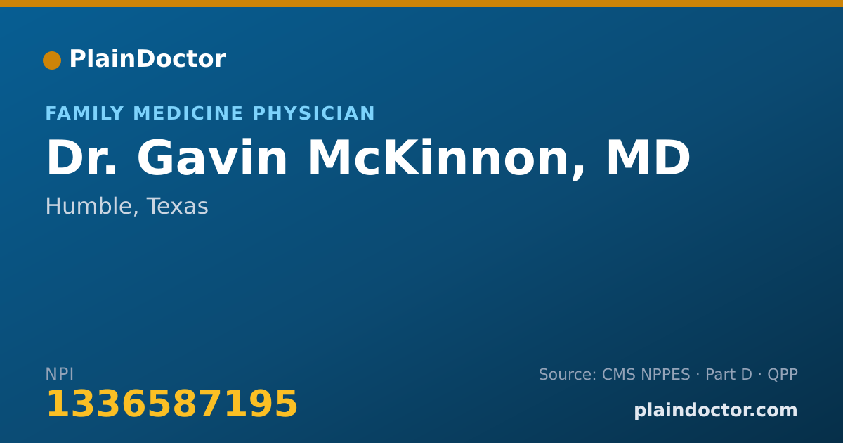 Shareable card for Gavin McKinnon, MD - Family Medicine Physician, Humble, TX