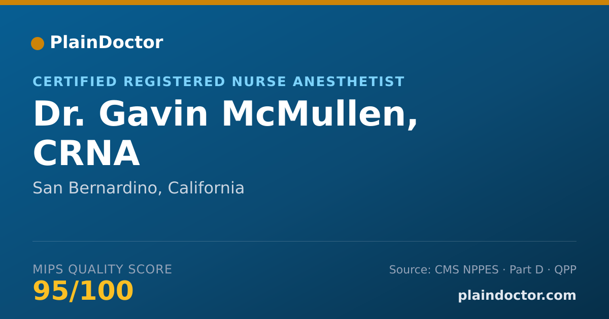 Shareable card for Gavin McMullen, CRNA - Certified Registered Nurse Anesthetist, San Bernardino, CA