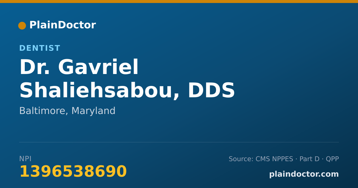 Shareable card for Gavriel Shaliehsabou, DDS - Dentist, Baltimore, MD