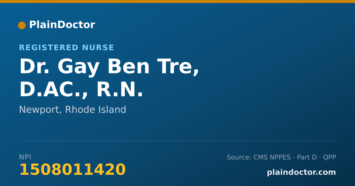 Shareable card for Gay Ben Tre, D.AC., R.N. - Registered Nurse, Newport, RI