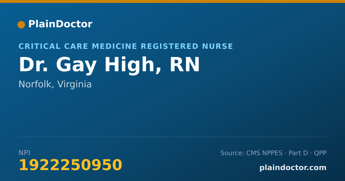 Shareable card for Gay High, RN - Critical Care Medicine Registered Nurse, Norfolk, VA