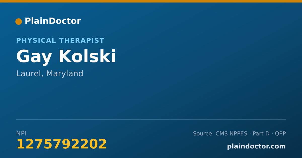 Shareable card for Gay Kolski - Physical Therapist, Laurel, MD